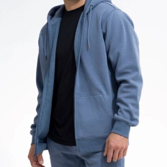 NWT Swet Tailor Men's Blue Stretch Fleece Zip Hoodie Size Medium - Picture 4 of 6